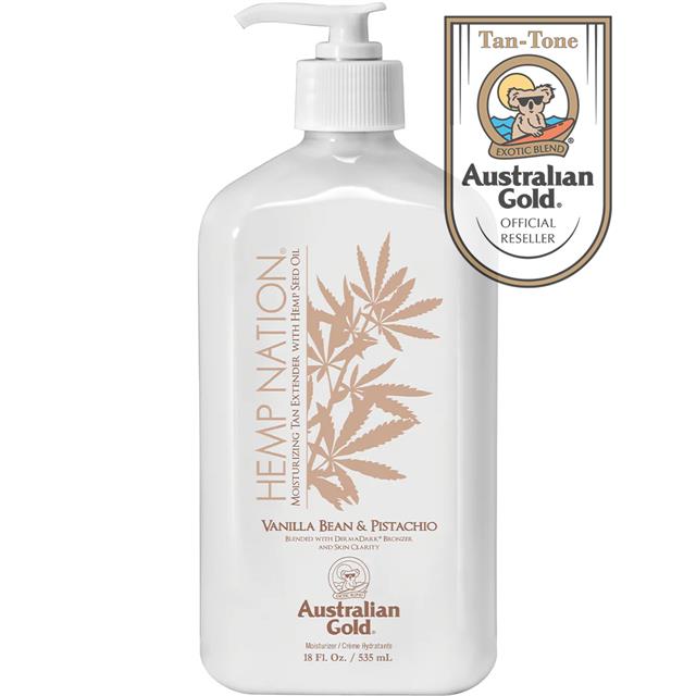 Australian Gold Hemp Nation Vanilla Bean and Pistachio Tan Extender Lotion 535ml